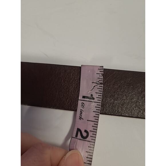 Fossil WMS Leather Belt Solid Brown Square Silver Buckle XL Adjustable 35-39" - Picture 5 of 10